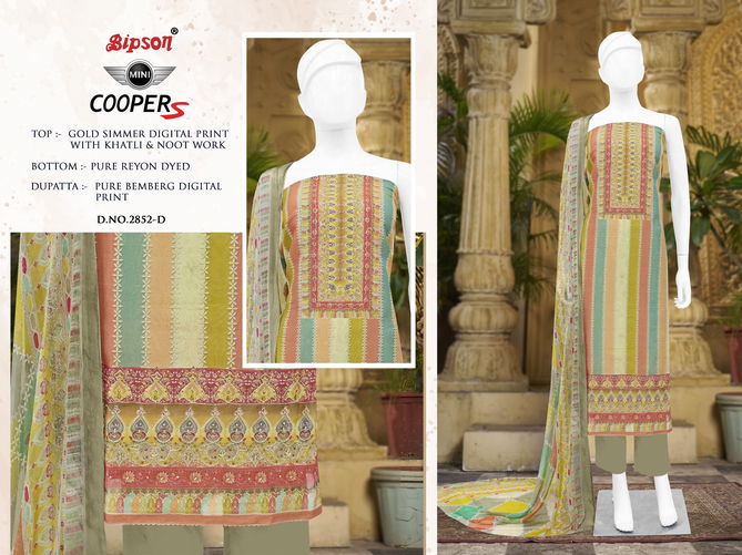 Mini Cooper 2852 By Bipson Khatali Work Printed Dress Material Wholesale Price In Surat